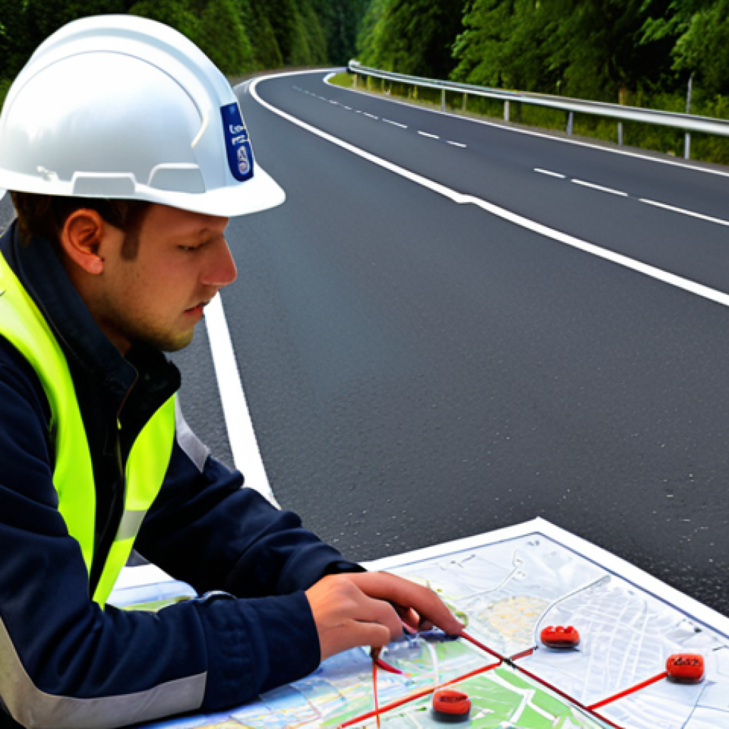 **Image Prompt:** A road safety expert analyzing accident data on a QGIS map, highlighting accident hotspots. Modern data visualization techniques, emphasizing data-driven decision making for road safety improvements.