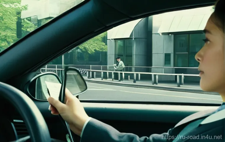 도로교통사 시험 준비 생존기 - **Image Prompt 2: Practical Driving on the Test Track**
    "A male student driver in his early twen...