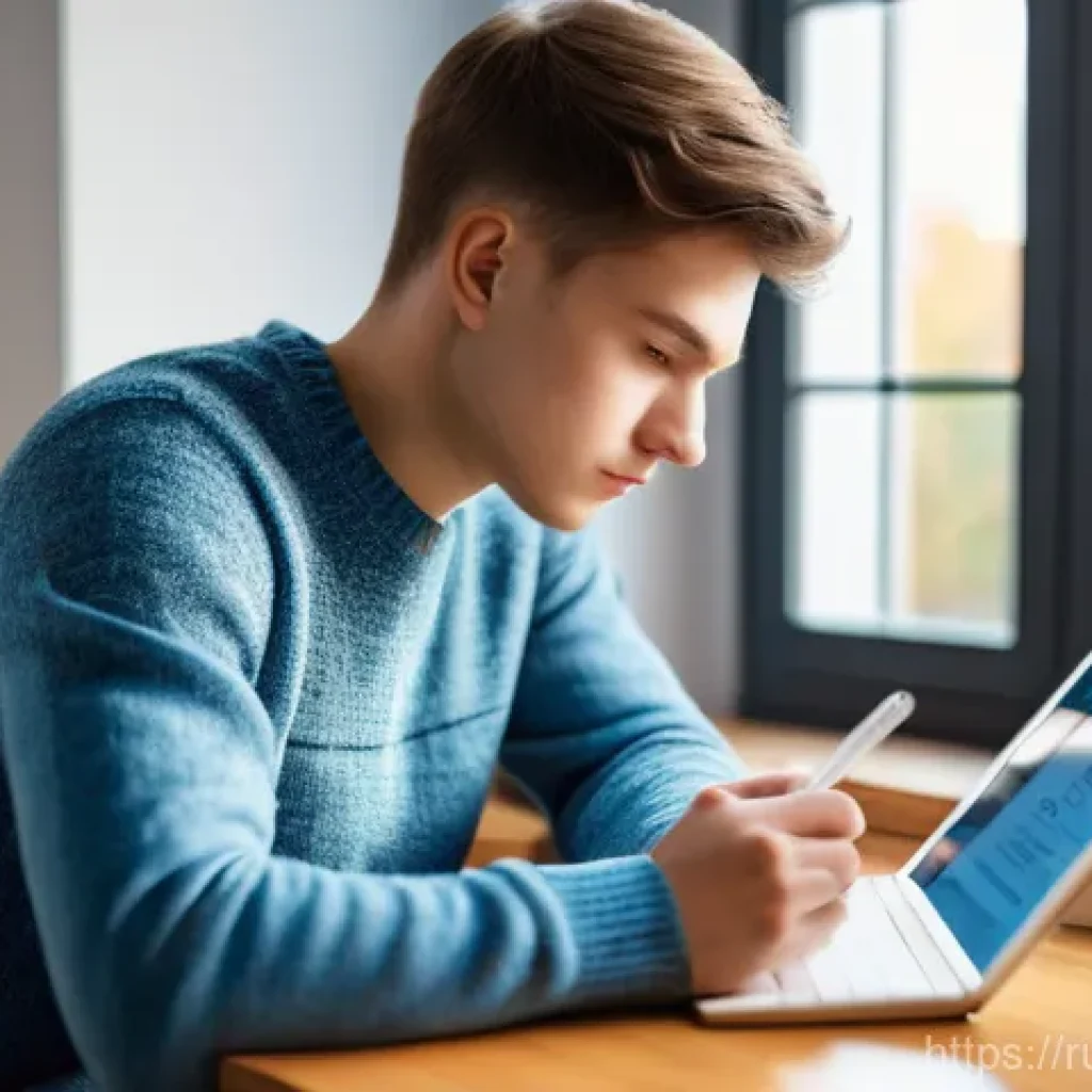 도로교통사 필기시험 대비 전략과 팁 - A young Russian student, approximately 20 years old, male or female, sits comfortably at a wooden de...