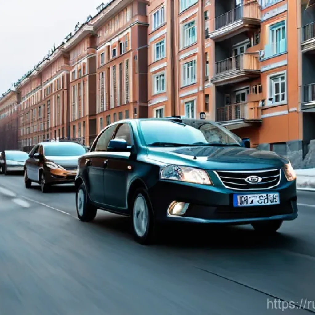 도로교통사 실무에서의 윤리적 딜레마 - **Image Prompt:** A busy, but orderly, multi-lane street in a modern Russian city during late aftern...