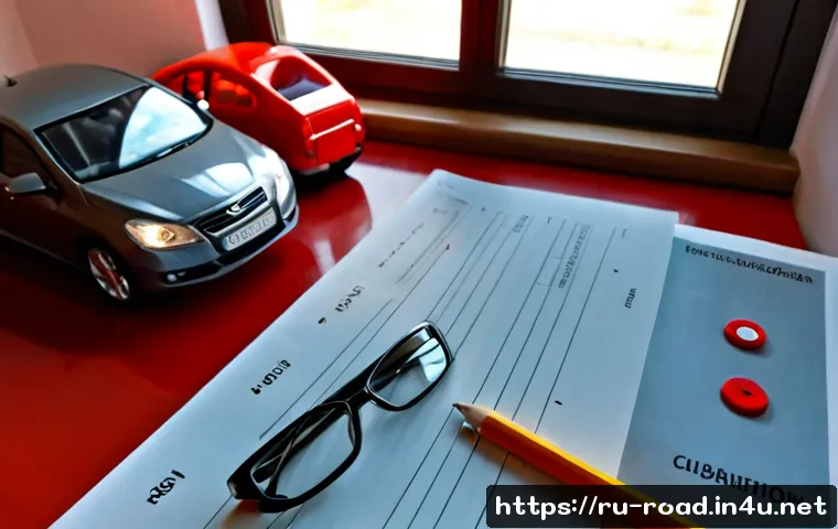 Home 17 도로교통사 시험 과목별 학습 자료 추천 - Photorealistic study desk for a Russian driving theory exam, organized blank traffic-rule workbook p...