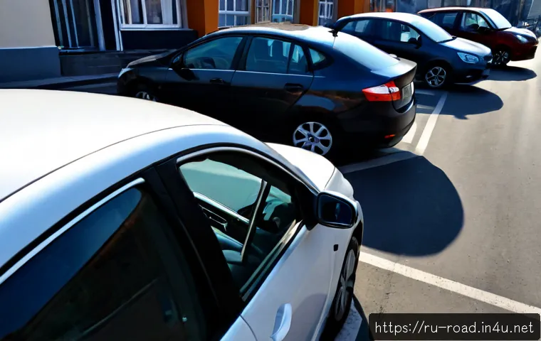 도로교통사 실기시험 합격 노하우 - Photorealistic driving test scene in a modern Russian city, young adult learner wearing a seatbelt c...