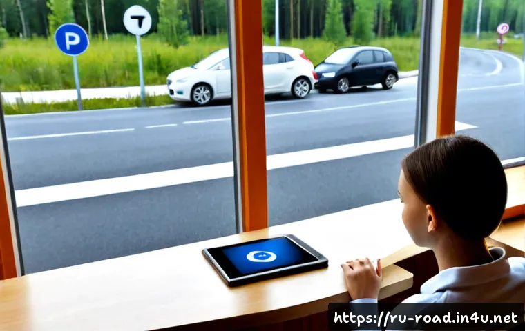 Home 17 도로교통사 필기시험 대비 문제 풀이 - Photorealistic Russian driving theory exam preparation scene, focused young adult seated at a clean ...
