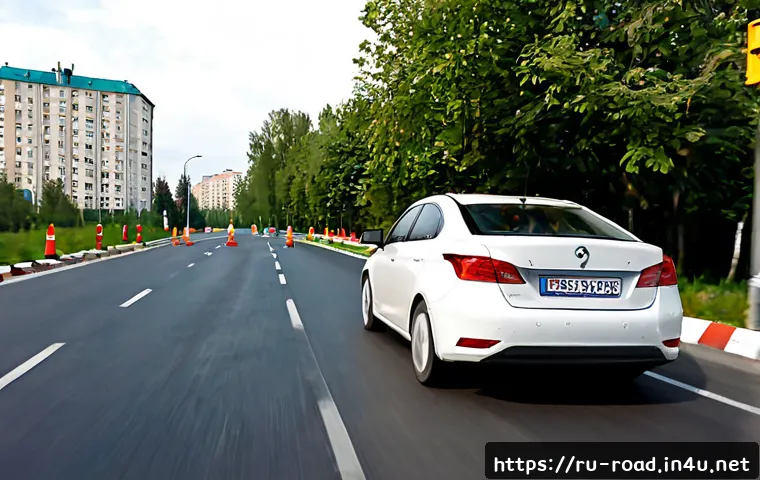 Home 17 도로교통사 실습 장소 선택 가이드 - Photorealistic wide-angle scene of a Russian driving school practice area on the outskirts of a city...